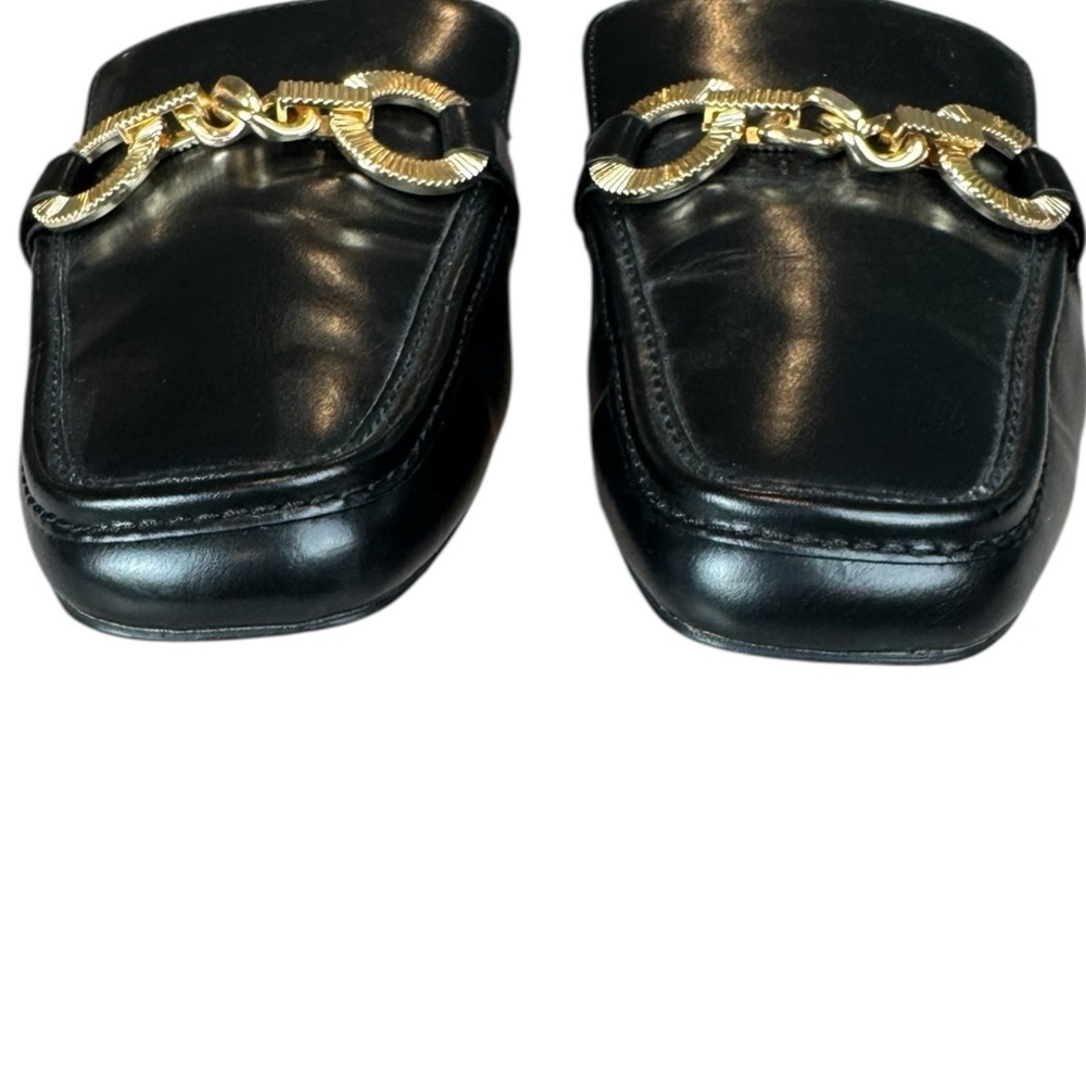 Zara Black Chain Mule Loafers Gold Hardware Square Toe Size 39 US 8.5 EUC - Picture 5 of 8